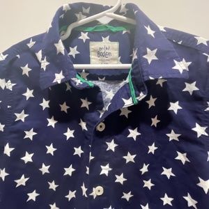 Mini Boden 6-7Y navy starred long sleeve shirt